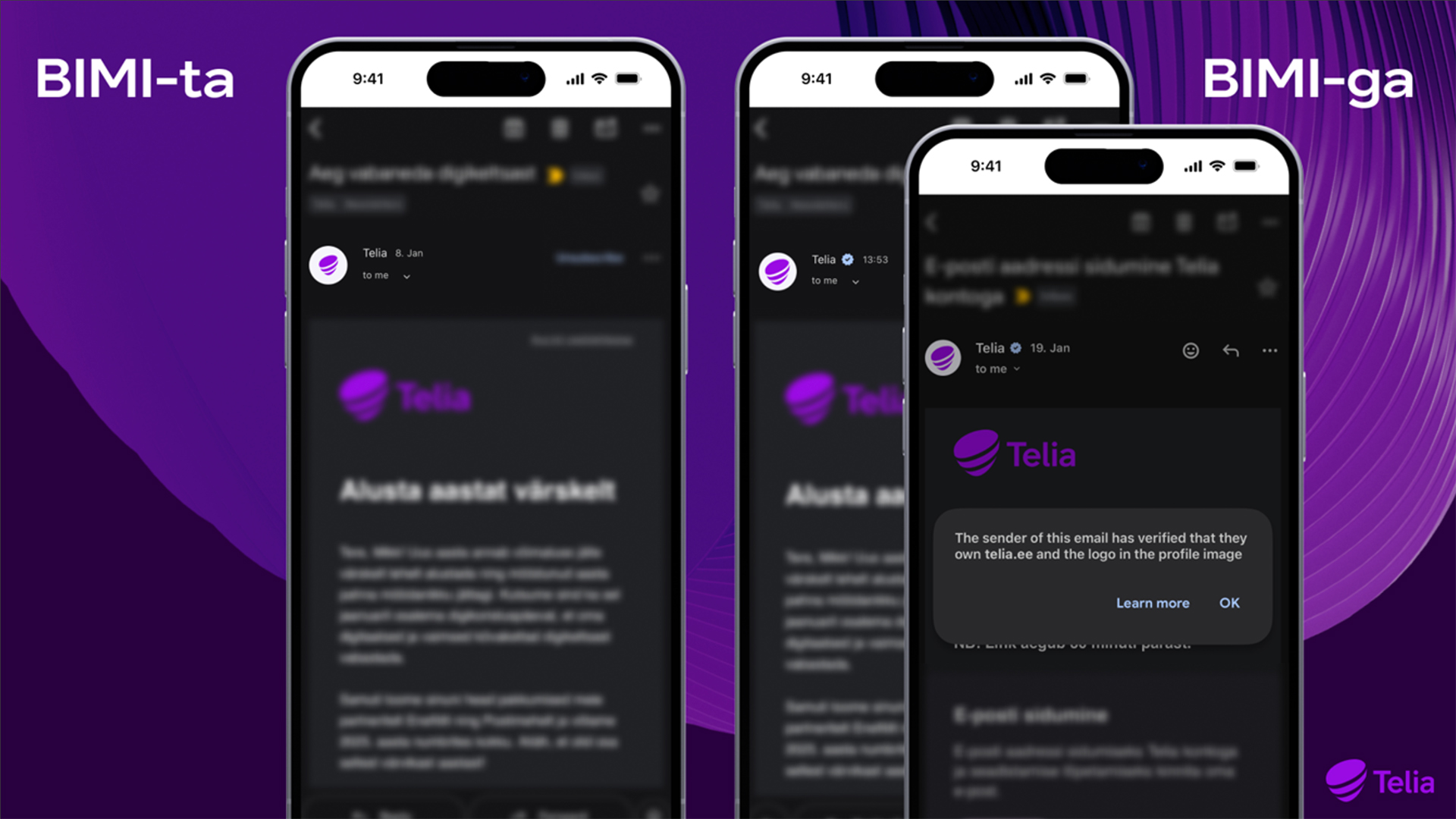 BIMI näidis Gmail postkastis
